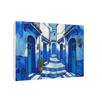 Mediterranean Blue Alley Canvas Print — Stretched Matte Wall Art