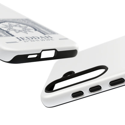 Jeddah Coordinates Phone Case — Arabic Arch Geometric Design