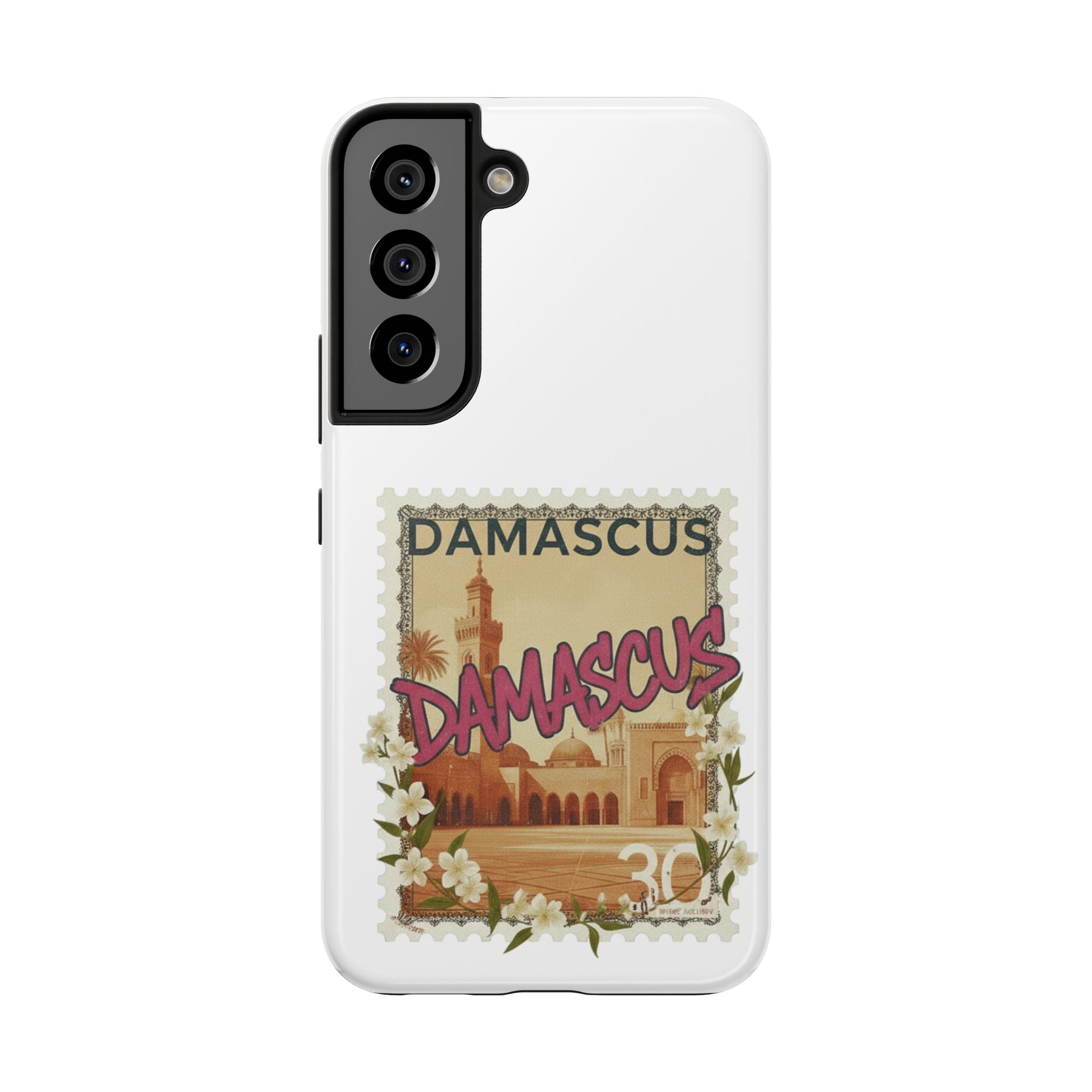 Damascus Vintage Stamp Tough Phone Case — Retro Travel Phone Cover