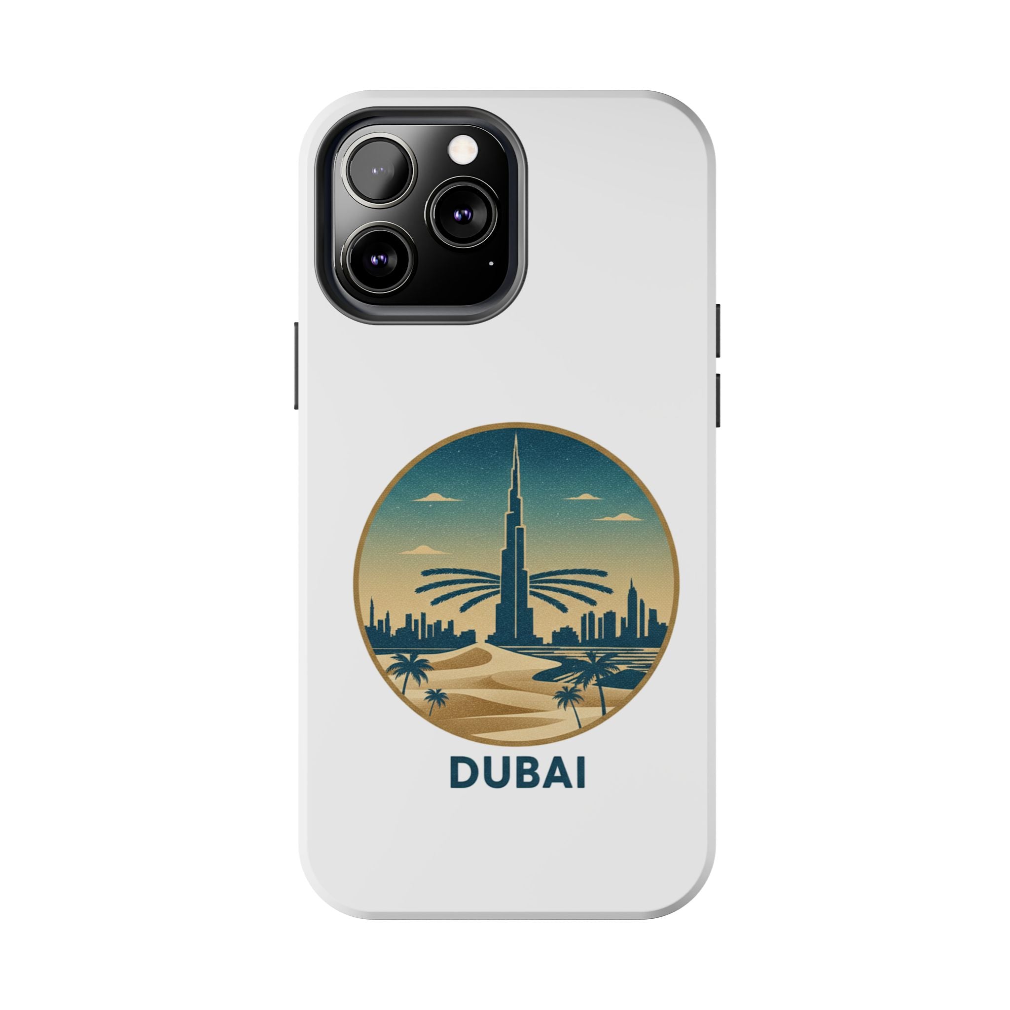 Dubai Skyline Tough Phone Case — Retro Desert Palm Travel Phone Cover