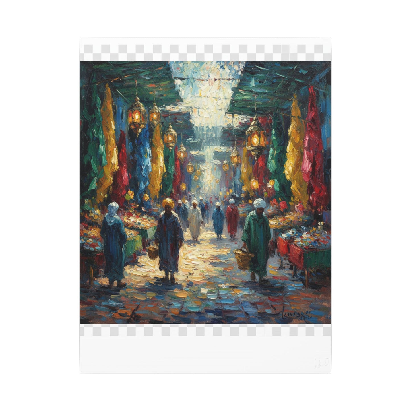 Middle Eastern Market Matte Canvas Wall Art — Colorful Bazaar Street Scene