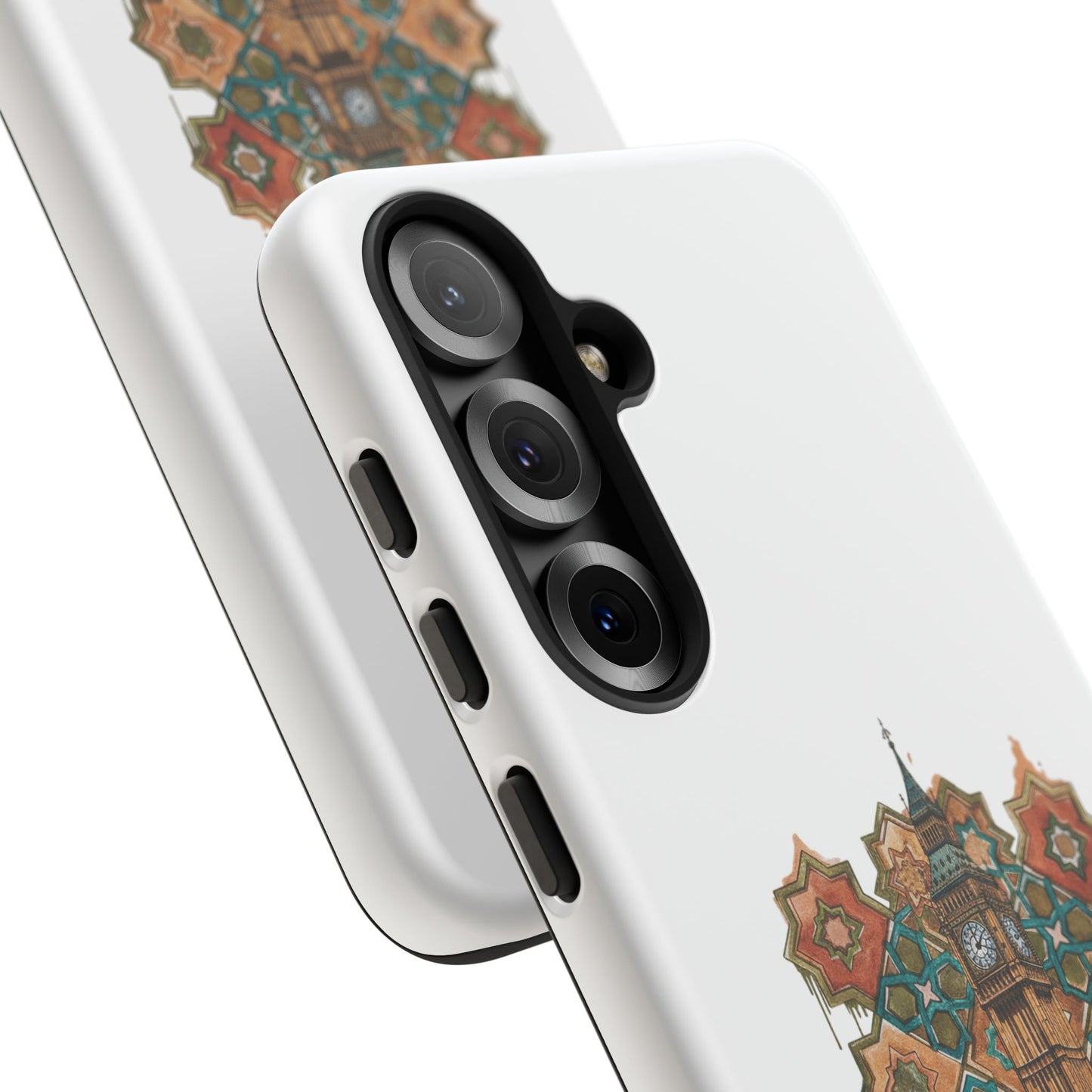 Cairo × London Phone Case — Vintage Mosaic Pyramids & Big Ben Travel Design