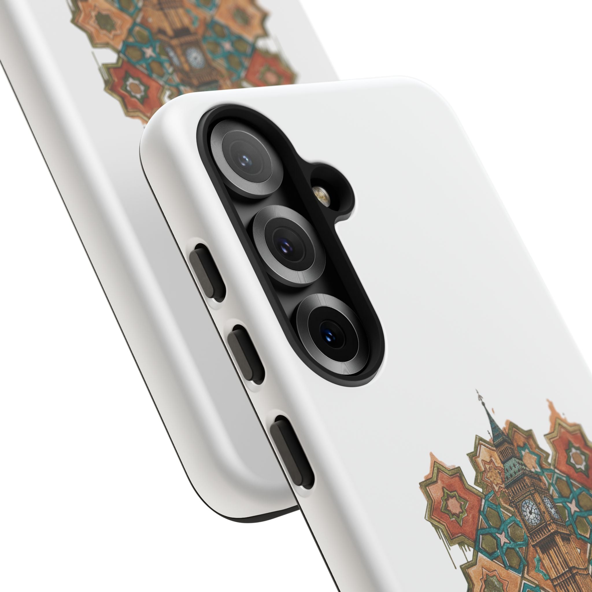 Cairo × London Phone Case — Vintage Mosaic Pyramids & Big Ben Travel Design