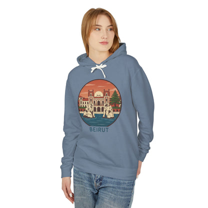 Beirut Vintage Landmark Hoodie — Retro Cityscape Graphic Hooded Sweatshirt