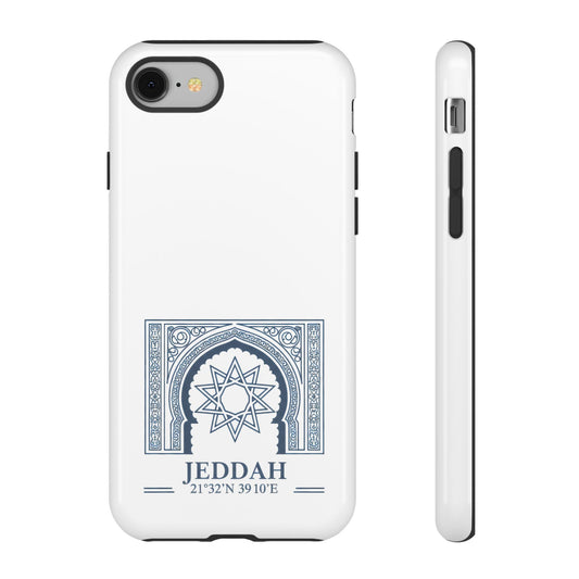 Jeddah Coordinates Phone Case — Blue Islamic Arch Travel Souvenir