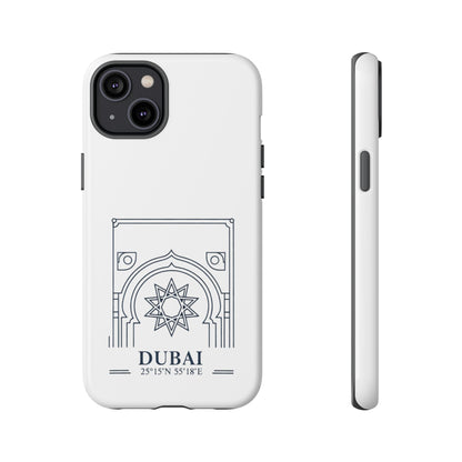 Dubai Architectural Phone Case — Minimal Souvenir Travel Design with Coordinates