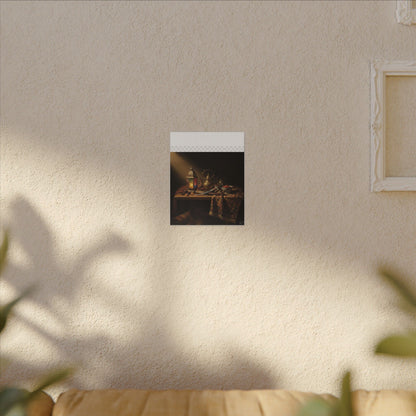 Oriental Still Life Canvas — Vintage Brass Teapot & Lantern Wall Art