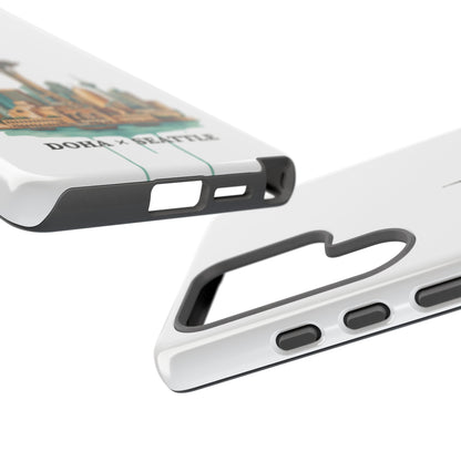 Coque de téléphone résistante Doha x Seattle Skyline — Protection pour téléphone inspirée de la ville