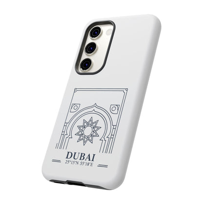 Dubai Architectural Phone Case — Minimal Souvenir Travel Design with Coordinates