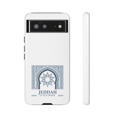 Jeddah Coordinates Phone Case — Blue Islamic Arch Travel Souvenir