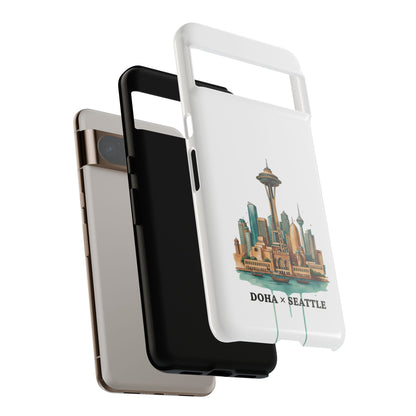 Coque de téléphone résistante Doha x Seattle Skyline — Protection pour téléphone inspirée de la ville