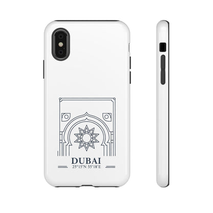 Dubai Architectural Phone Case — Minimal Souvenir Travel Design with Coordinates