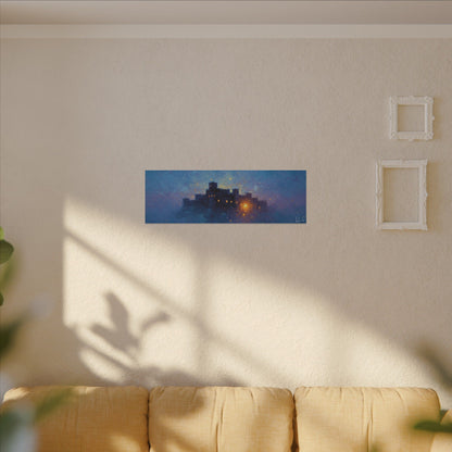 Tableau sur toile mate « Forteresse de la Nuit Étoilée » — Paysage mystique de château bleu