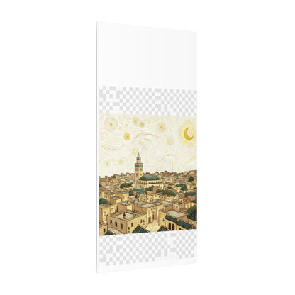 Moroccan Cityscape Canvas Print — Starry Night-Inspired Mosque Wall Art