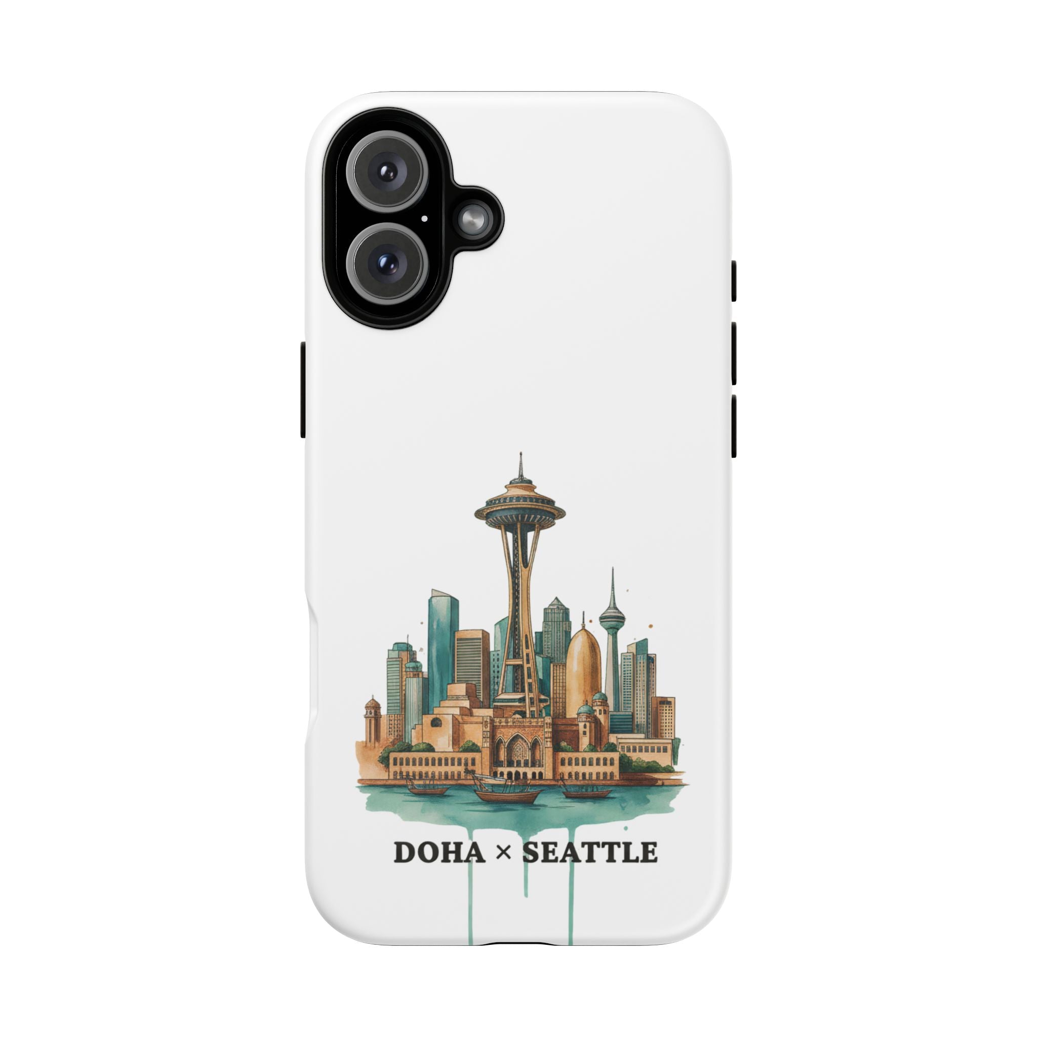 Doha x Seattle Skyline Tough Phone Case — Cityscape Protective Phone Cover