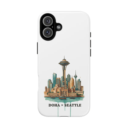 Coque de téléphone résistante Doha x Seattle Skyline — Protection pour téléphone inspirée de la ville