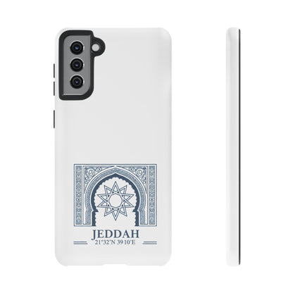 Jeddah Coordinates Phone Case — Blue Islamic Arch Travel Souvenir