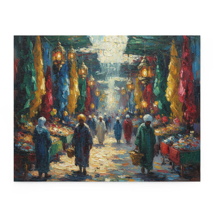 Marketplace Evening Street Puzzle — 120/252/500-Piece Scenic Jigsaw