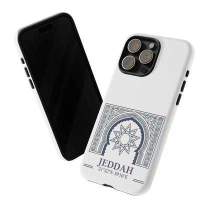 Jeddah Coordinates Phone Case — Arabic Arch Geometric Design