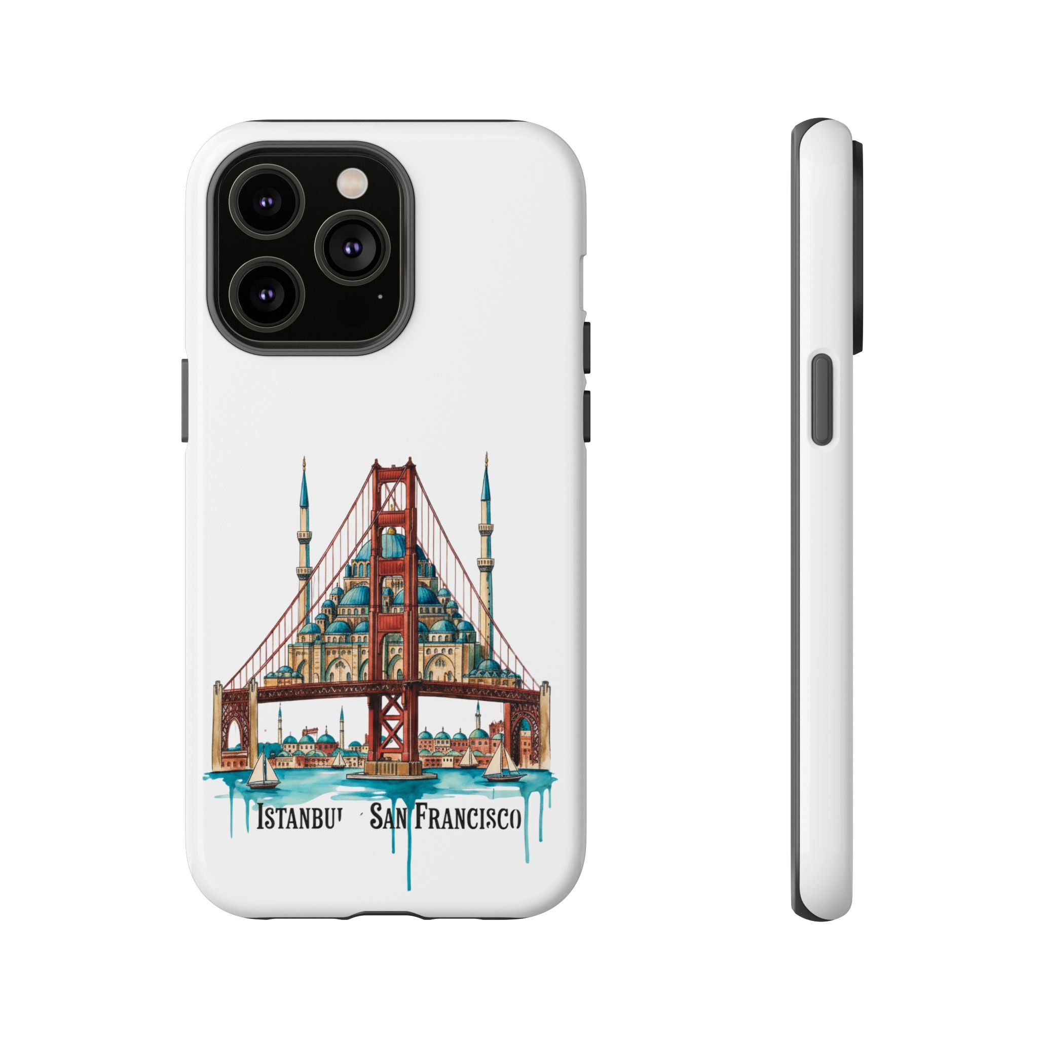 City Bridge Phone Case — Istanbul × San Francisco Illustrated Travel Design
