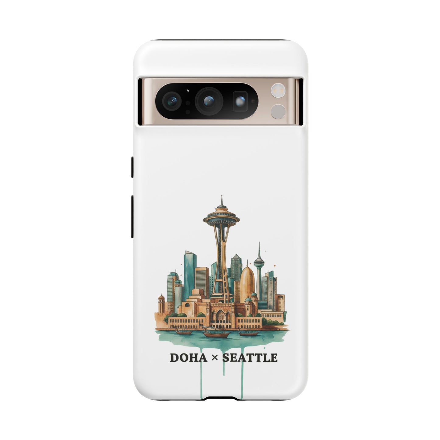 Coque de téléphone résistante Doha x Seattle Skyline — Protection pour téléphone inspirée de la ville