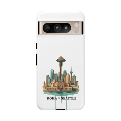 Coque de téléphone résistante Doha x Seattle Skyline — Protection pour téléphone inspirée de la ville