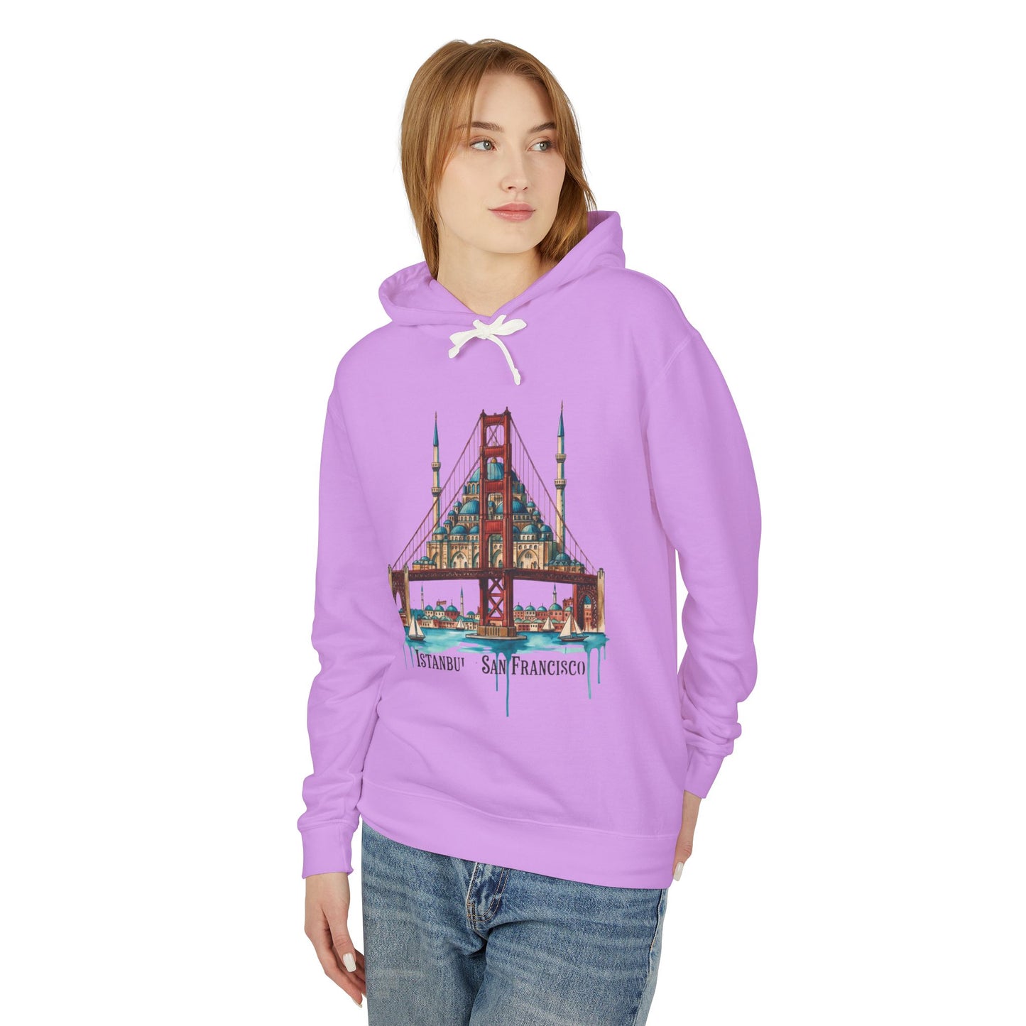 Istanbul × San Francisco Bridge Hoodie — Travel Cityscape Graphic Sweatshirt