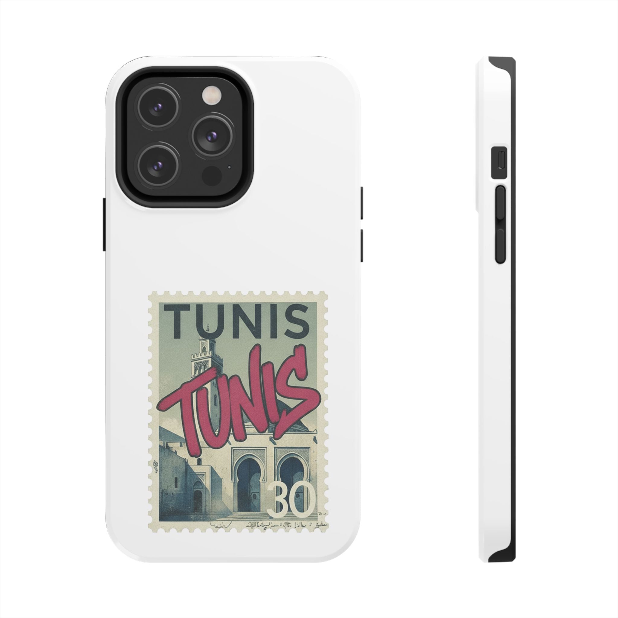 Tunis Vintage Stamp Tough Phone Case — Retro Tunisia Travel Phone Cover