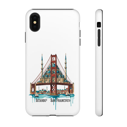 City Bridge Phone Case — Istanbul × San Francisco Illustrated Travel Design