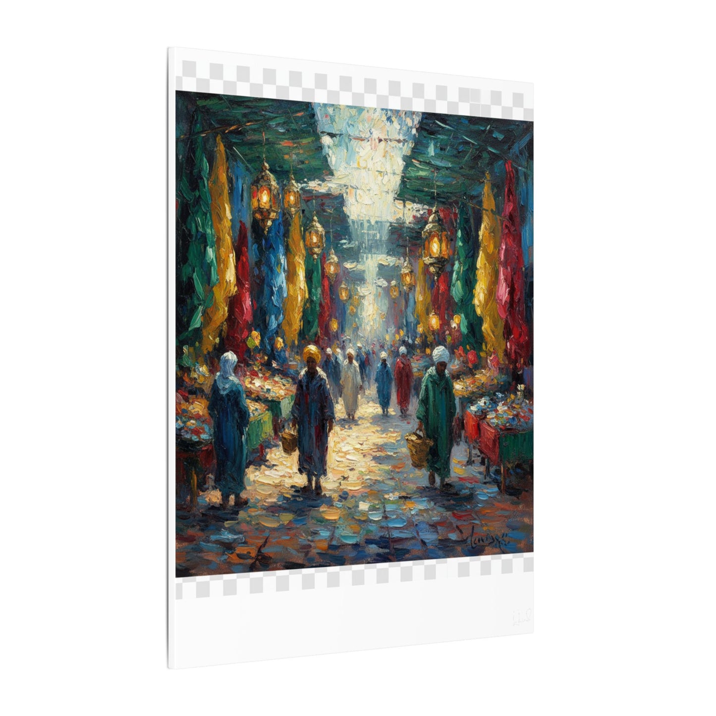 Middle Eastern Market Matte Canvas Wall Art — Colorful Bazaar Street Scene