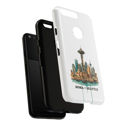 Coque de téléphone résistante Doha x Seattle Skyline — Protection pour téléphone inspirée de la ville