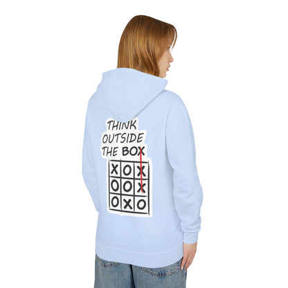 Think Outside the Box Hoodie — Tic-Tac-Toe Graphic Lightweight Hooded Sweatshirt