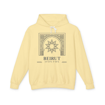 Beirut Arch Graphic Hoodie — Minimalist Beirut Coordinates Sweatshirt