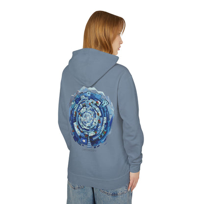Abstract Blue Mandala Hoodie — Geometric Spiral Art Lightweight Hoodie
