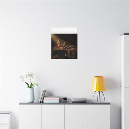 Oriental Still Life Canvas — Vintage Brass Teapot & Lantern Wall Art