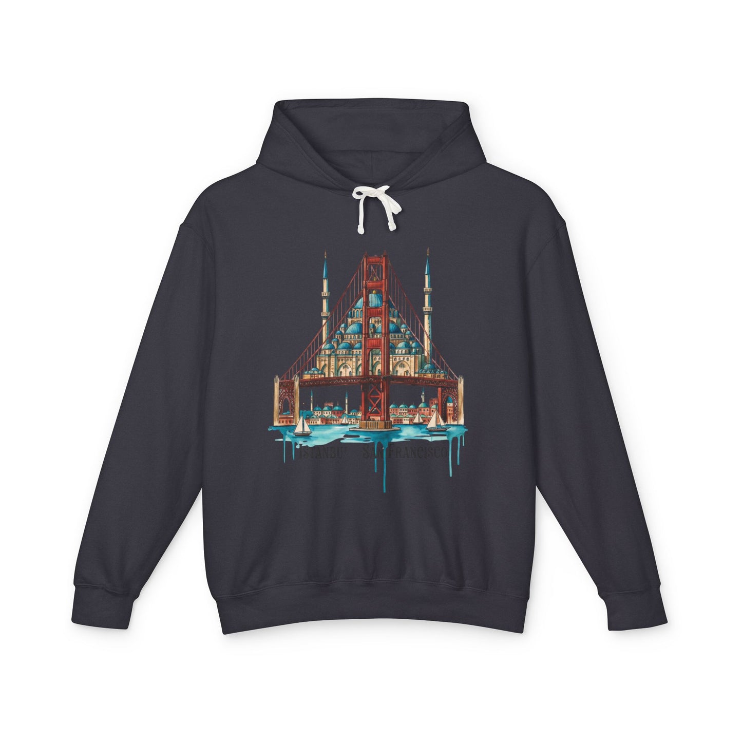 Istanbul × San Francisco Bridge Hoodie — Travel Cityscape Graphic Sweatshirt