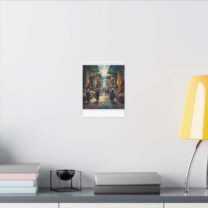 Middle Eastern Market Matte Canvas Wall Art — Colorful Bazaar Street Scene
