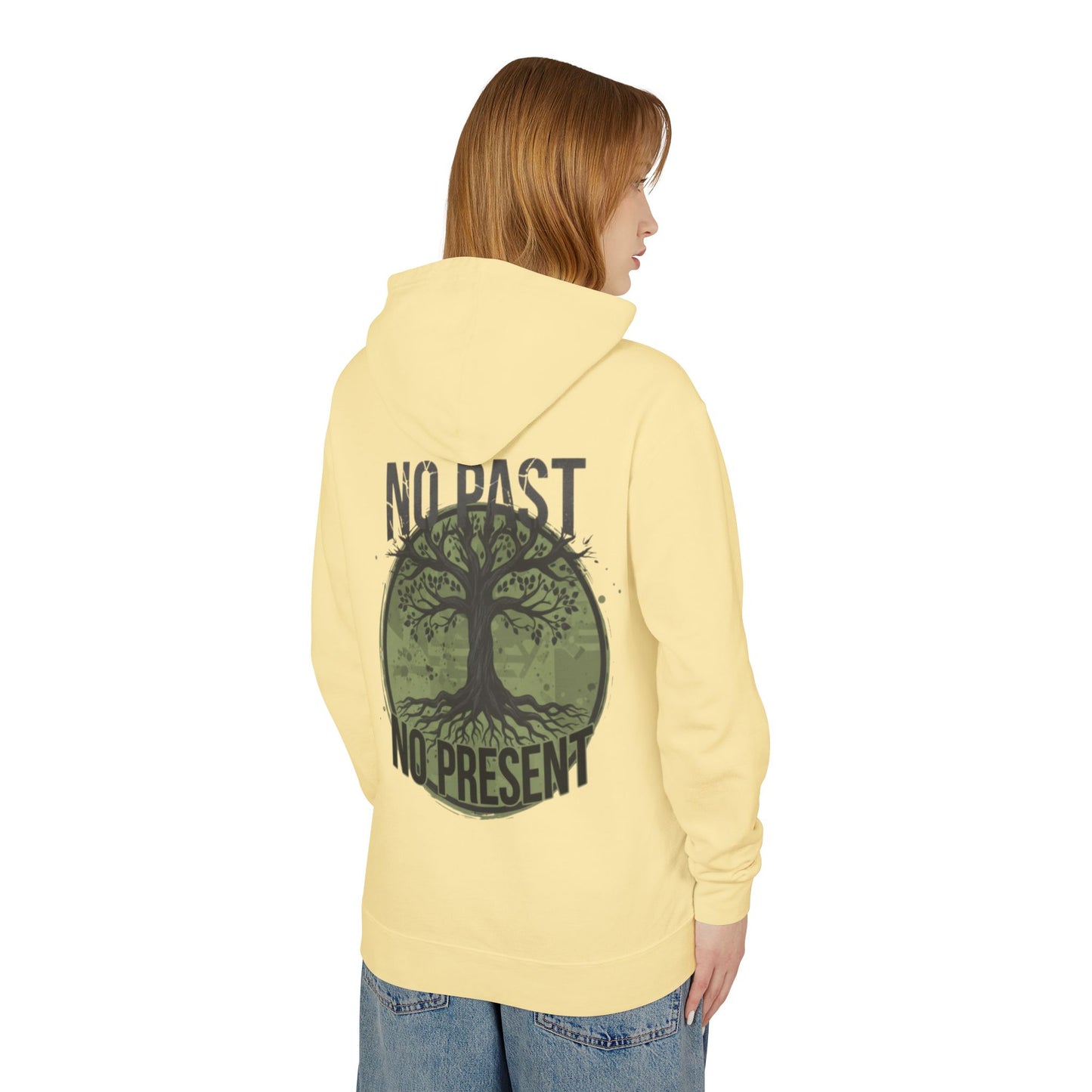 Tree of Roots Hoodie — "No Past No Present" Environmental Graphic Hoodie