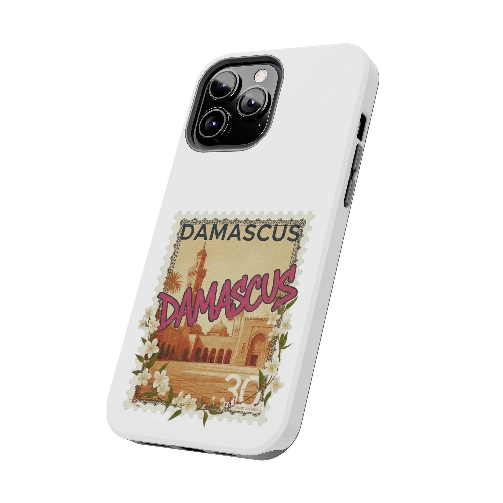 Damascus Vintage Stamp Tough Phone Case — Retro Travel Phone Cover