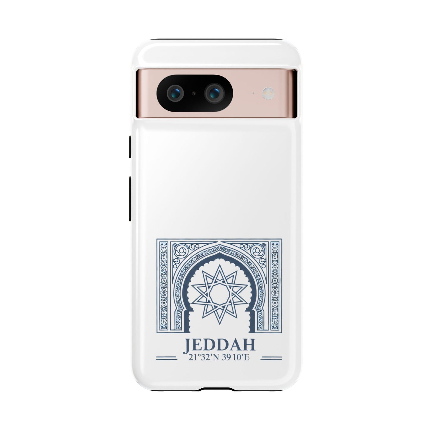 Jeddah Coordinates Phone Case — Blue Islamic Arch Travel Souvenir