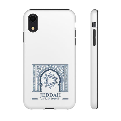 Jeddah Coordinates Phone Case — Blue Islamic Arch Travel Souvenir