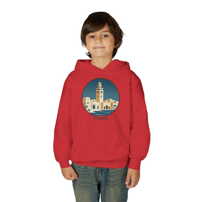 Tunis Youth Hoodie — Retro Tunis Cityscape Sweatshirt
