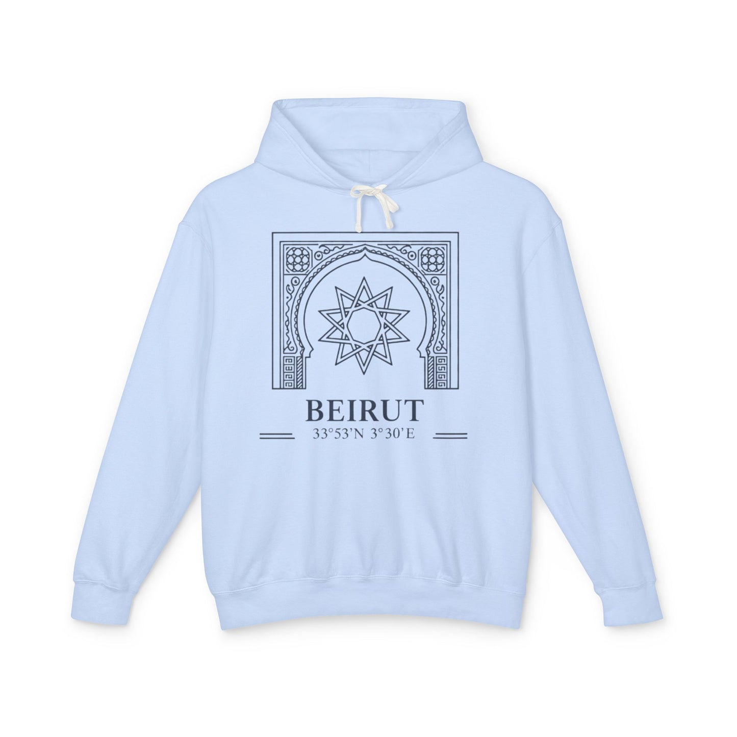 Beirut Arch Graphic Hoodie — Minimalist Beirut Coordinates Sweatshirt