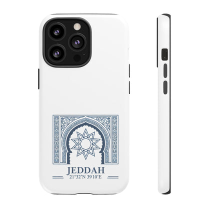 Jeddah Coordinates Phone Case — Blue Islamic Arch Travel Souvenir