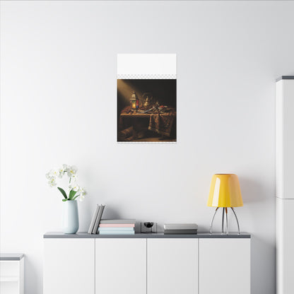 Oriental Still Life Canvas — Vintage Brass Teapot & Lantern Wall Art