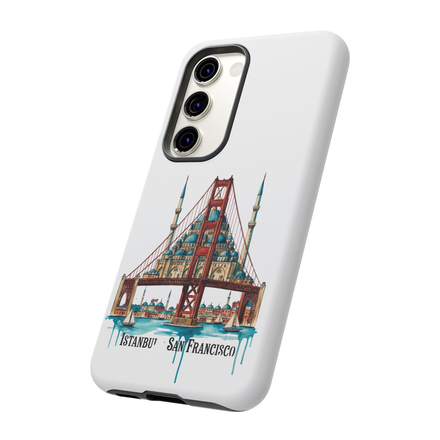 City Bridge Phone Case — Istanbul × San Francisco Illustrated Travel Design