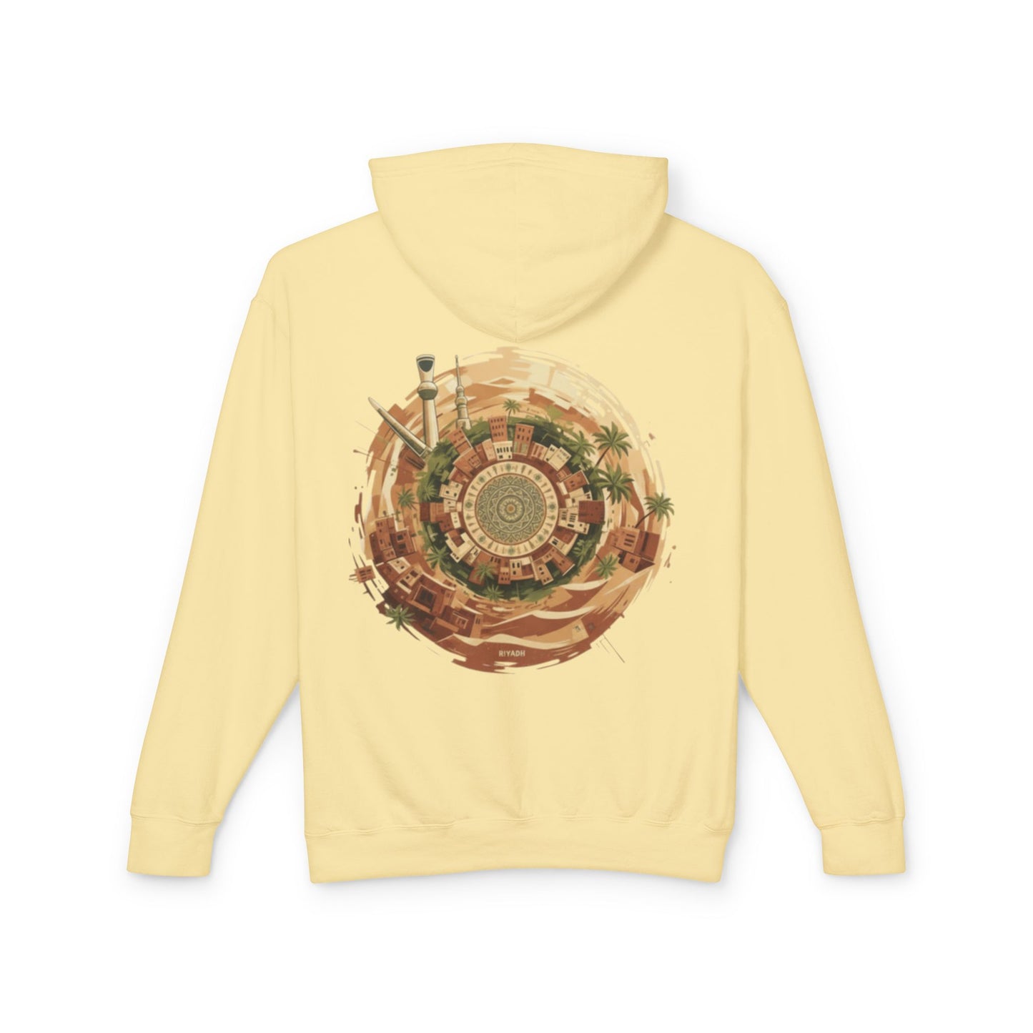 SPIRAL OASIS MIDDLE EAST DEPICTION Unisex Lightweight Hooded Sweatshirt