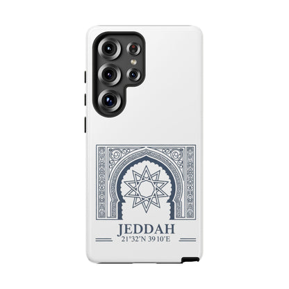 Jeddah Coordinates Phone Case — Arabic Arch Geometric Design