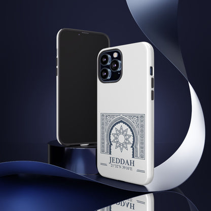 Jeddah Coordinates Phone Case — Arabic Arch Geometric Design