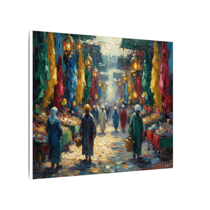 Middle Eastern Market Matte Canvas Wall Art — Colorful Bazaar Street Scene